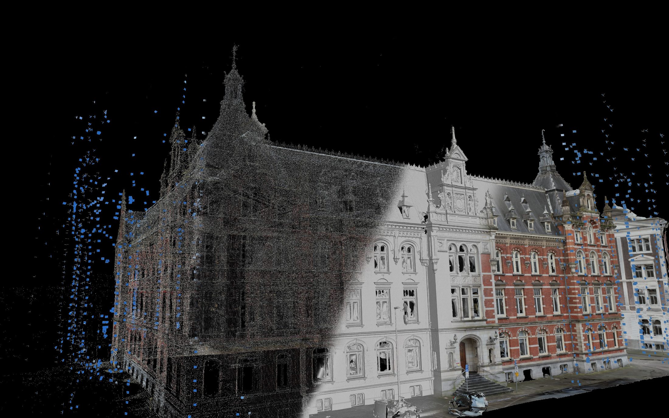 Point cloud scan of a historic building facade